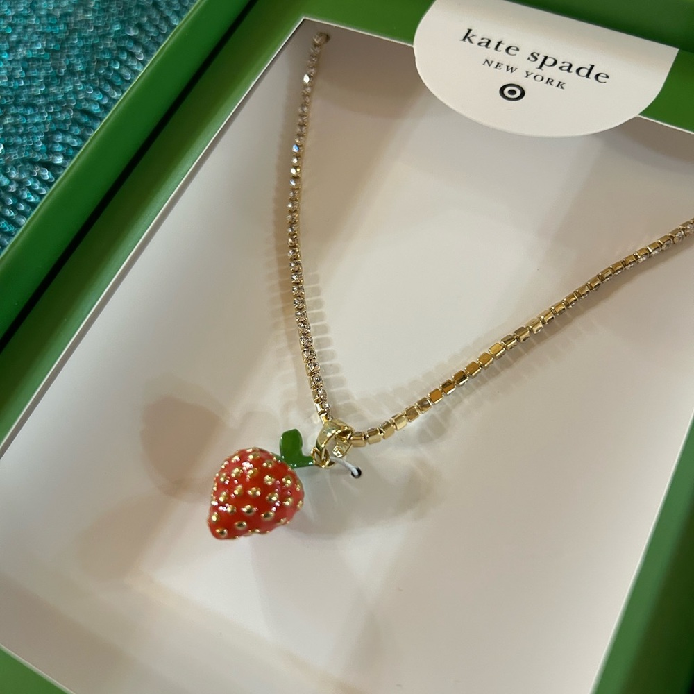 Kate Spade x Target Collab Strawberry Pendant Rhinestone Necklace - NWT